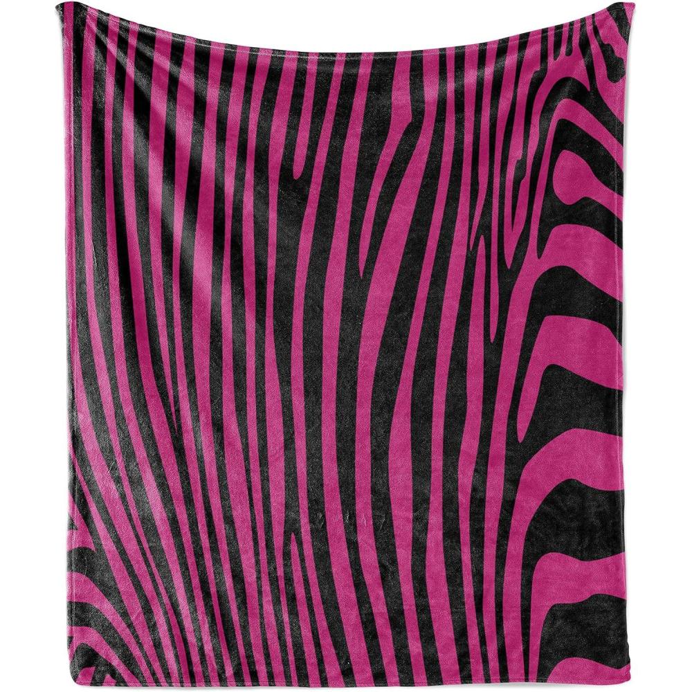 imageAmbesonne Christmas Throw Blanket Xmas Eve Starry Night in Snowy Town with Starry Sky Reindeer and Moon Flannel Fleece Accent Piece Soft Couch Cover for Adults 70quot x 90quot Cocoa Dark Slate BlueHot Pink Black