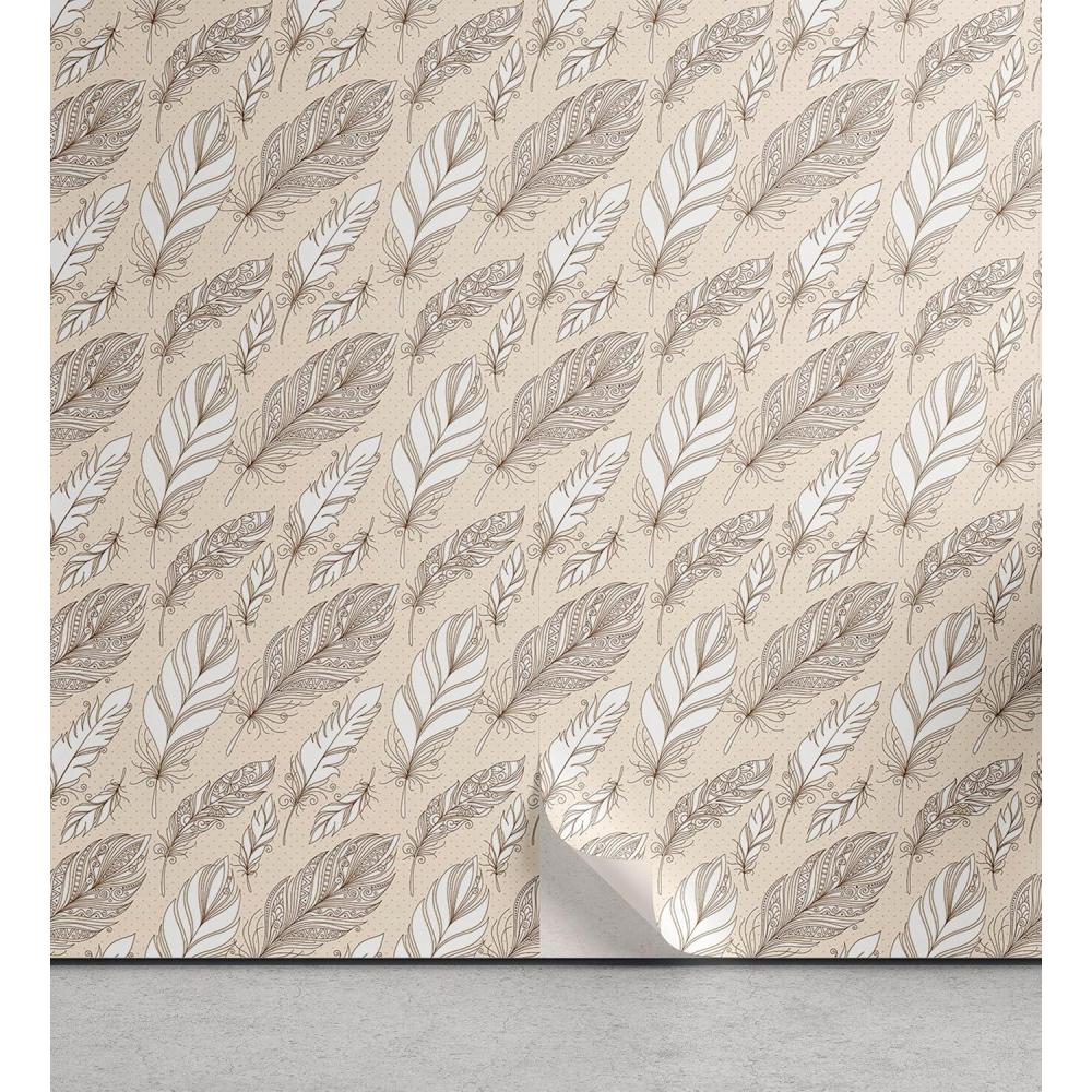 imageAmbesonne Coffee Peel ampamp Stick Wallpaper for Home Sepia Tones Old Newspaper Print with Lettering on it Beverage Love SelfAdhesive Living Room Kitchen Accent 13quot x 36quot Tan Umber and Dark BrownBeige Off White and Brown