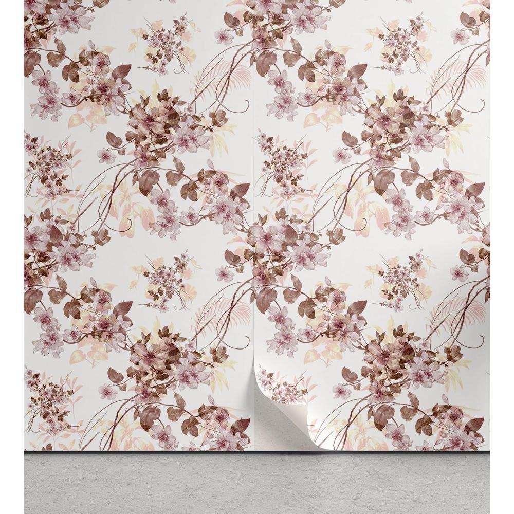 imageAmbesonne Coffee Peel ampamp Stick Wallpaper for Home Sepia Tones Old Newspaper Print with Lettering on it Beverage Love SelfAdhesive Living Room Kitchen Accent 13quot x 36quot Tan Umber and Dark BrownPale Mauve and Pale Chocolate