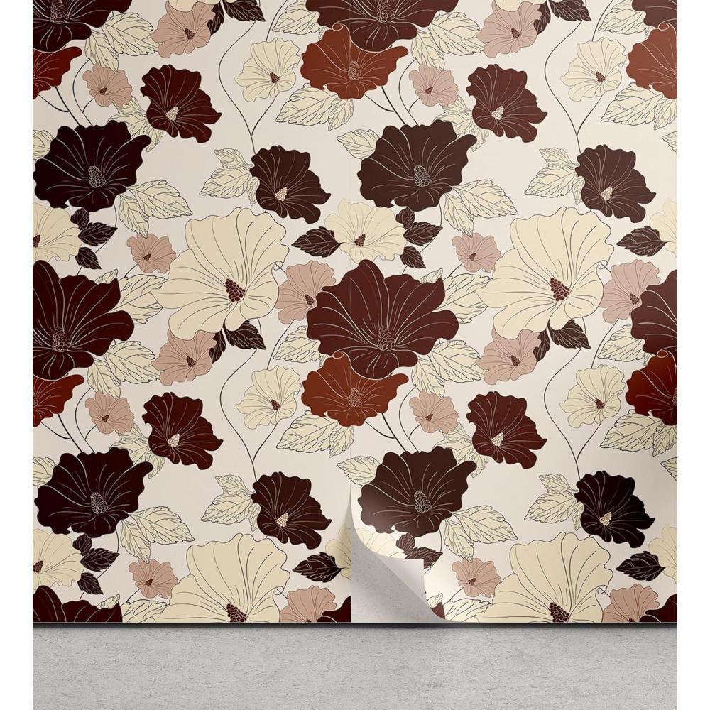 imageAmbesonne Coffee Peel ampamp Stick Wallpaper for Home Sepia Tones Old Newspaper Print with Lettering on it Beverage Love SelfAdhesive Living Room Kitchen Accent 13quot x 36quot Tan Umber and Dark BrownBeige and Chestnut Brown