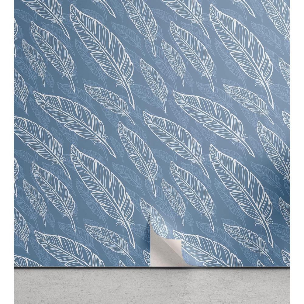 imageAmbesonne Coffee Peel ampamp Stick Wallpaper for Home Sepia Tones Old Newspaper Print with Lettering on it Beverage Love SelfAdhesive Living Room Kitchen Accent 13quot x 36quot Tan Umber and Dark BrownBlue Grey Soft Blue White