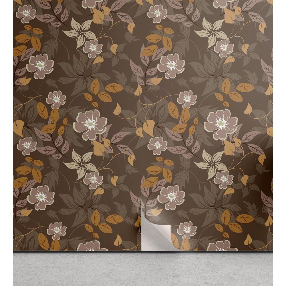 imageAmbesonne Coffee Peel ampamp Stick Wallpaper for Home Sepia Tones Old Newspaper Print with Lettering on it Beverage Love SelfAdhesive Living Room Kitchen Accent 13quot x 36quot Tan Umber and Dark BrownUmber Caramel Warm Taupe