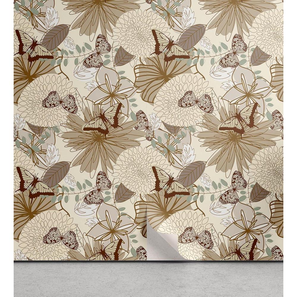 imageAmbesonne Floral Peel ampamp Stick Wallpaper for Home Christmas Traditional Flower Poinsettia Arrangement with Pinecones Print SelfAdhesive Living Room Kitchen Accent 13quot x 36quot Dark Coral Green CocoaBeige Taupe Dark Cocoa