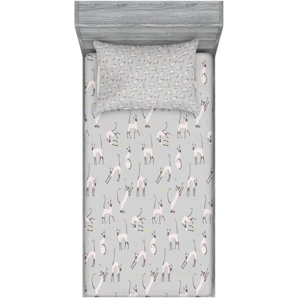imageAmbesonne Gnome Fitted Sheet ampamp Pillow Sham Set Elf Tomte Standing on Snow on The Winter Finnish Christmas Theme Decorative Printed 3 Piece Bedding Decor Set Queen Mint Green Pale BluePale Grey