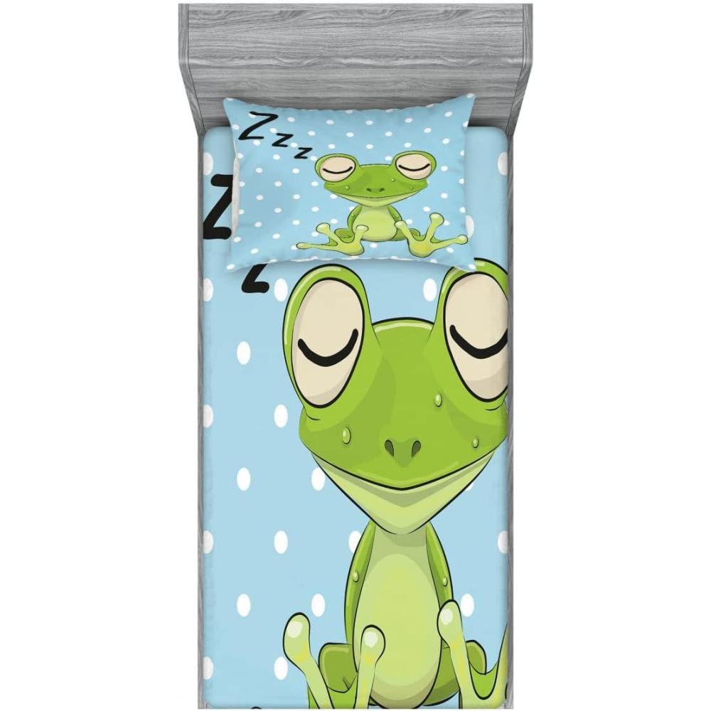 imageAmbesonne Gnome Fitted Sheet ampamp Pillow Sham Set Elf Tomte Standing on Snow on The Winter Finnish Christmas Theme Decorative Printed 3 Piece Bedding Decor Set Queen Mint Green Pale BlueGreen and Blue