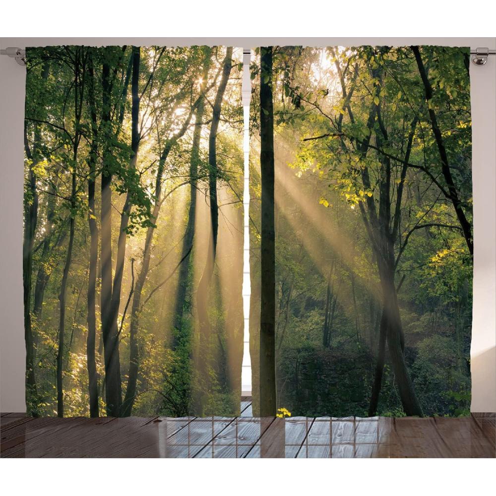 imageAmbesonne Grey and White Curtains Grunge Brick Wall Background Urban Architecture Building Modern City Life Graphic Living Room Bedroom Window Drapes 2 Panel Set 108quot X 108quot Shades of GreyGreen Beige