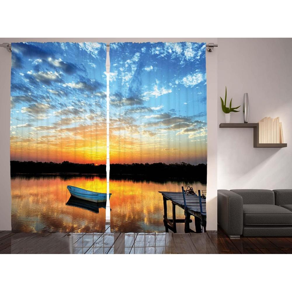imageAmbesonne Grey and White Curtains Grunge Brick Wall Background Urban Architecture Building Modern City Life Graphic Living Room Bedroom Window Drapes 2 Panel Set 108quot X 108quot Shades of GreySky Blue