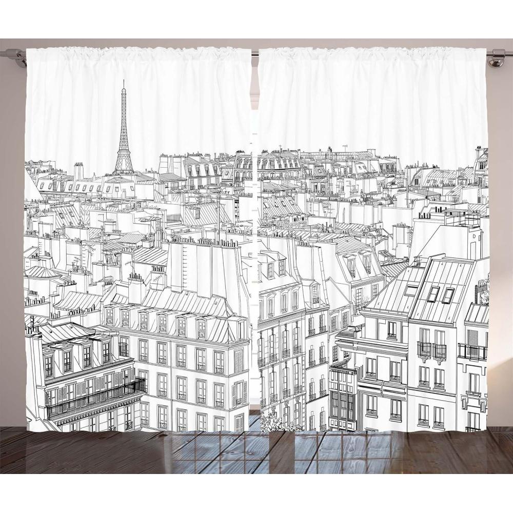 imageAmbesonne Grey and White Curtains Grunge Brick Wall Background Urban Architecture Building Modern City Life Graphic Living Room Bedroom Window Drapes 2 Panel Set 108quot X 108quot Shades of GreyRed White