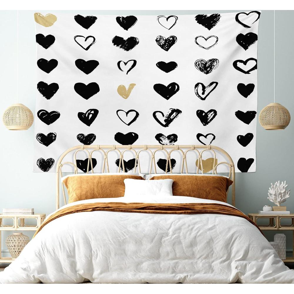 imageAmbesonne Hippie Tapestry Modern Scandi Crescent with Boho Floral and Leaves Greenery Black Cat Fabric Wall Hanging Decor for Bedroom Living Room Dorm 30quot X 45quot Grey Yellow Charcoal GreyTan Black White