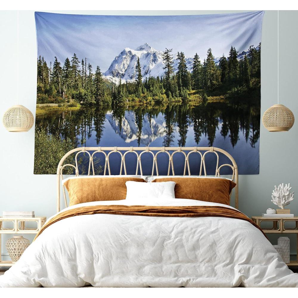 imageAmbesonne Hippie Tapestry Modern Scandi Crescent with Boho Floral and Leaves Greenery Black Cat Fabric Wall Hanging Decor for Bedroom Living Room Dorm 30quot X 45quot Grey Yellow Charcoal GreyGreen Blue White