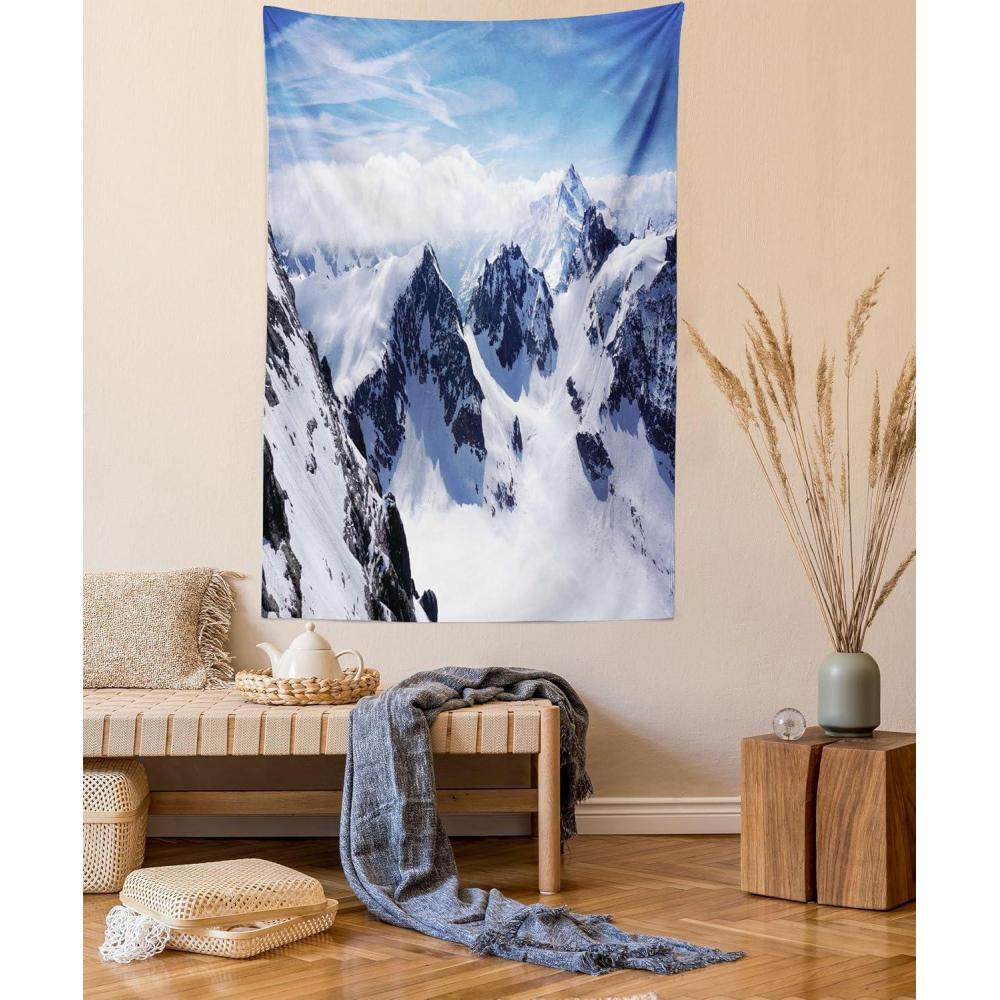 imageAmbesonne Hippie Tapestry Modern Scandi Crescent with Boho Floral and Leaves Greenery Black Cat Fabric Wall Hanging Decor for Bedroom Living Room Dorm 30quot X 45quot Grey Yellow Charcoal GreyWhite Blue