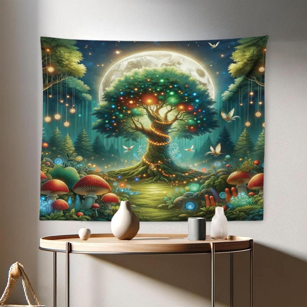 imageAmbesonne Hippie Tapestry Modern Scandi Crescent with Boho Floral and Leaves Greenery Black Cat Fabric Wall Hanging Decor for Bedroom Living Room Dorm 30quot X 45quot Grey Yellow Charcoal GreyRedwood Olive Green