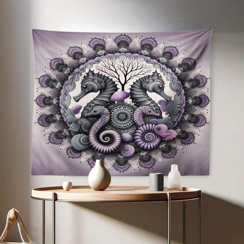 imageAmbesonne Hippie Tapestry Modern Scandi Crescent with Boho Floral and Leaves Greenery Black Cat Fabric Wall Hanging Decor for Bedroom Living Room Dorm 30quot X 45quot Grey Yellow Charcoal GreyMauve Grey