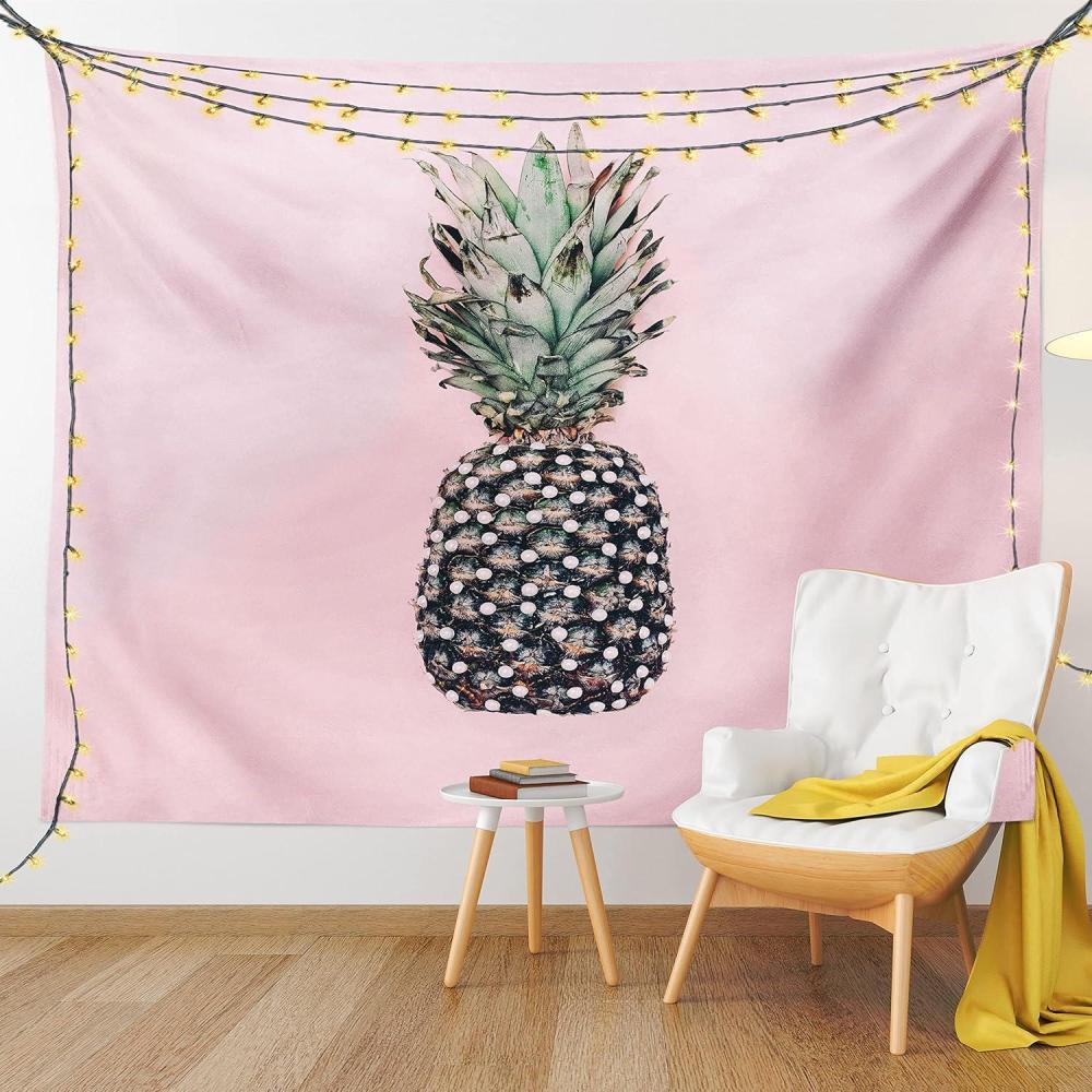 imageAmbesonne Hippie Tapestry Modern Scandi Crescent with Boho Floral and Leaves Greenery Black Cat Fabric Wall Hanging Decor for Bedroom Living Room Dorm 30quot X 45quot Grey Yellow Charcoal GreyPink and Green