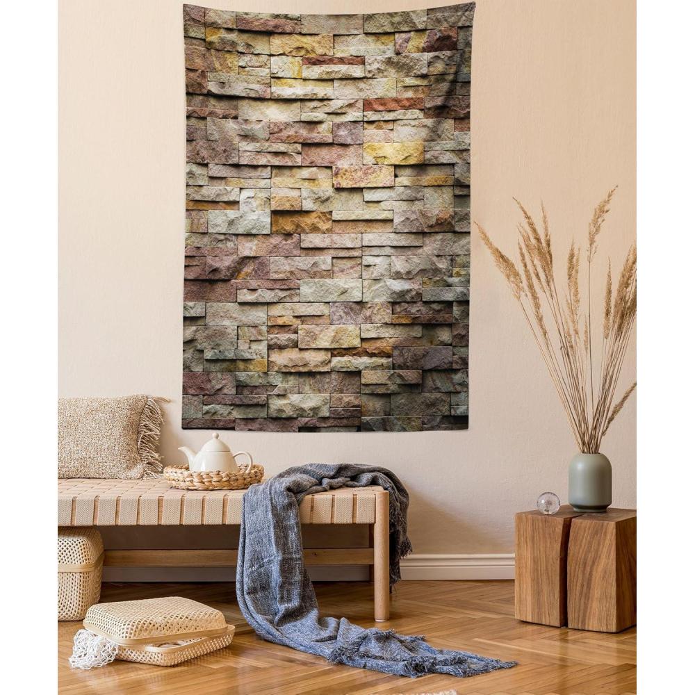imageAmbesonne Hippie Tapestry Modern Scandi Crescent with Boho Floral and Leaves Greenery Black Cat Fabric Wall Hanging Decor for Bedroom Living Room Dorm 30quot X 45quot Grey Yellow Charcoal GreyLight Brown