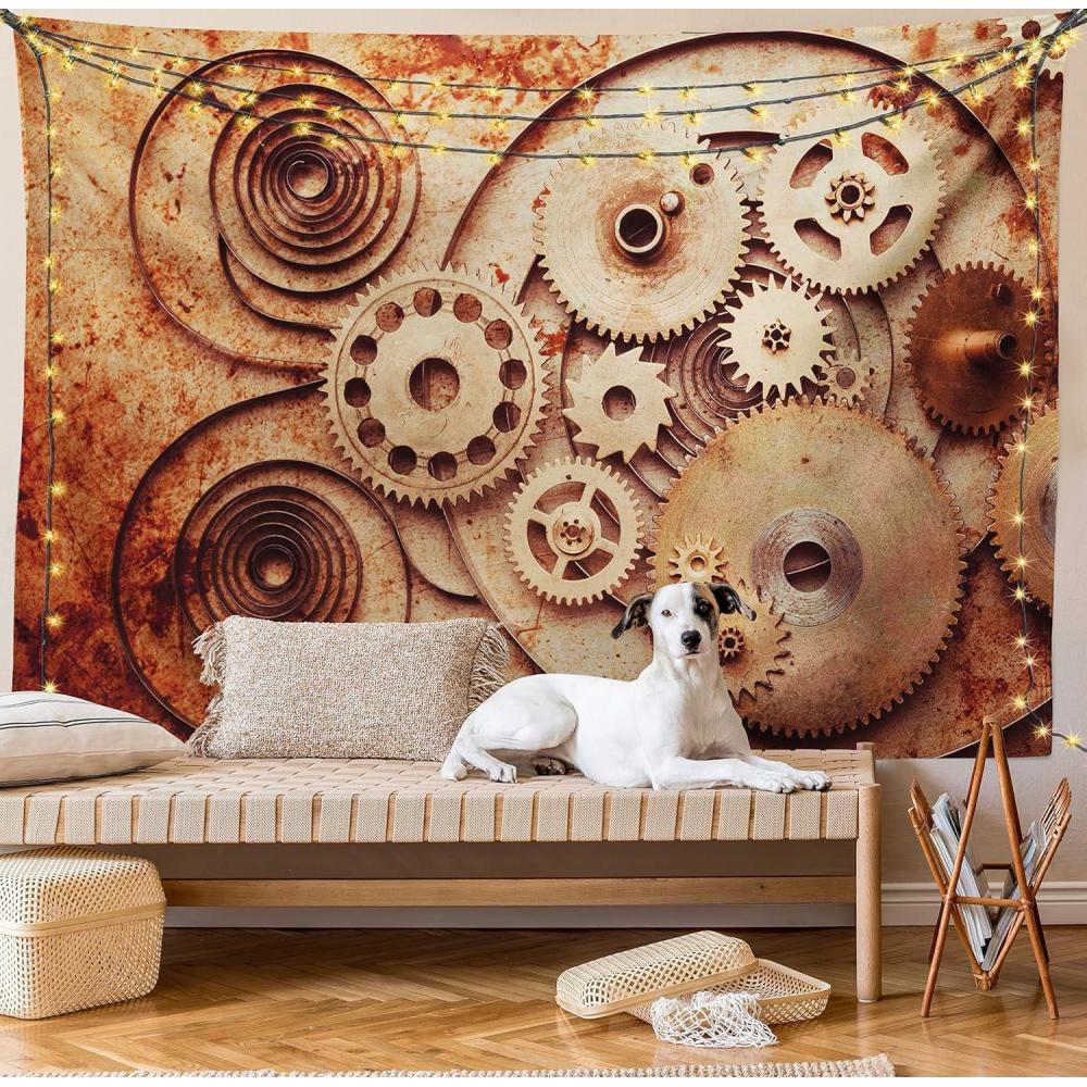 imageAmbesonne Hippie Tapestry Modern Scandi Crescent with Boho Floral and Leaves Greenery Black Cat Fabric Wall Hanging Decor for Bedroom Living Room Dorm 30quot X 45quot Grey Yellow Charcoal GreyOrange Beige
