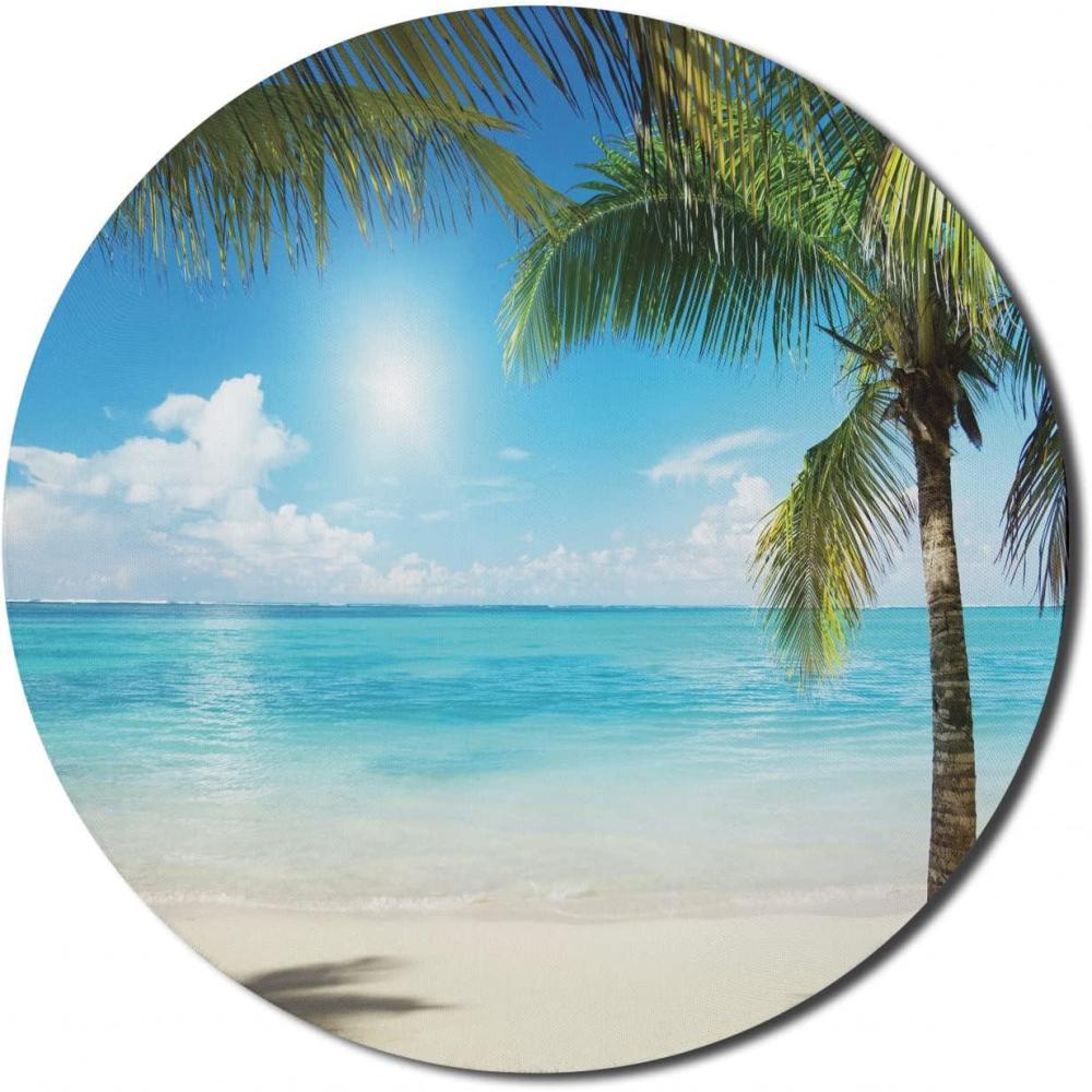 imageAmbesonne Island Computer Mouse Pad White Coral Sand Seven Mile Beach in Grand Cayman Island Art Print Rectangle NonSlip Rubber Mousepad Large 31quot x 12quot Gaming Size Sky Blue and Brown BlackAqua Coconut Green