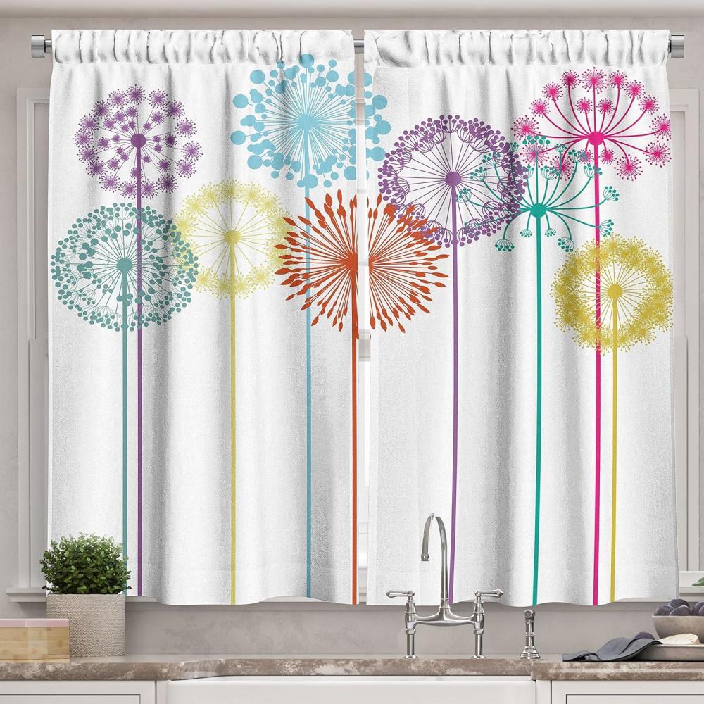 imageAmbesonne Kitchen Decor Collection Sunset View on The Beach Shore Waves Surf Modern Home Decor Rocks Boats Sea Scenery Window Treatments for Kitchen Curtains 2 Panels 55X39 Inches Blue OrangeBlue Purple
