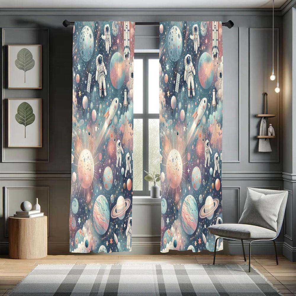 imageAmbesonne Leafy Art Curtains Modern Scandi Leaves and Minimalist Flowers with Stripes Pastel Tone Window Treatments 2 Panel Set for Living Room Bedroom Pair of  28quot x 63quot Pale Seafoam MulticolorPale Blue Pale Salmon