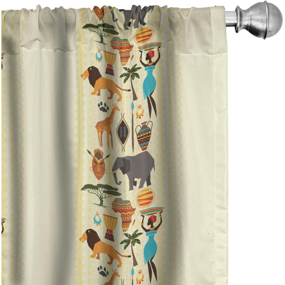 imageAmbesonne Leafy Art Curtains Modern Scandi Leaves and Minimalist Flowers with Stripes Pastel Tone Window Treatments 2 Panel Set for Living Room Bedroom Pair of  28quot x 63quot Pale Seafoam MulticolorPastel Yellow
