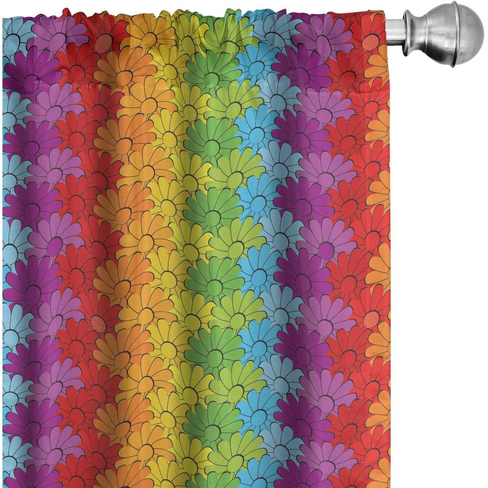 imageAmbesonne Leafy Art Curtains Modern Scandi Leaves and Minimalist Flowers with Stripes Pastel Tone Window Treatments 2 Panel Set for Living Room Bedroom Pair of  28quot x 63quot Pale Seafoam MulticolorRed