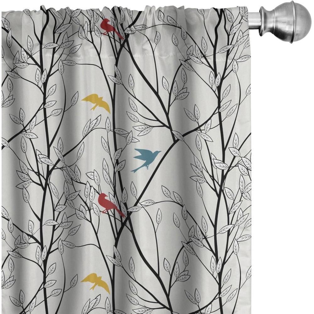 imageAmbesonne Leafy Art Curtains Modern Scandi Leaves and Minimalist Flowers with Stripes Pastel Tone Window Treatments 2 Panel Set for Living Room Bedroom Pair of  28quot x 63quot Pale Seafoam MulticolorCoconut White