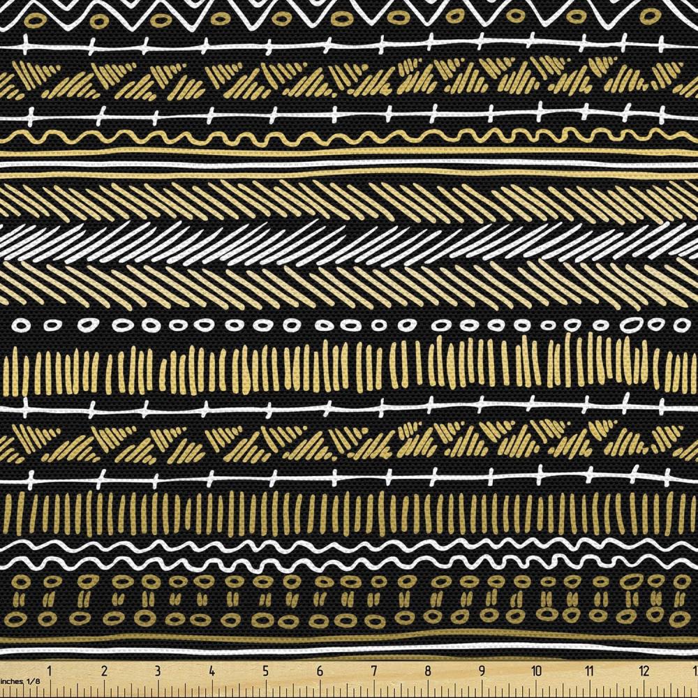 imageAmbesonne Mid Century Fabric by The Yard Abstract Christmas Holiday Tree Illustrations Inspired by The Fifties Decorative Fabric for Upholstery and Home Accents 3 Yards Black YellowPale Coffee Charcoal Grey