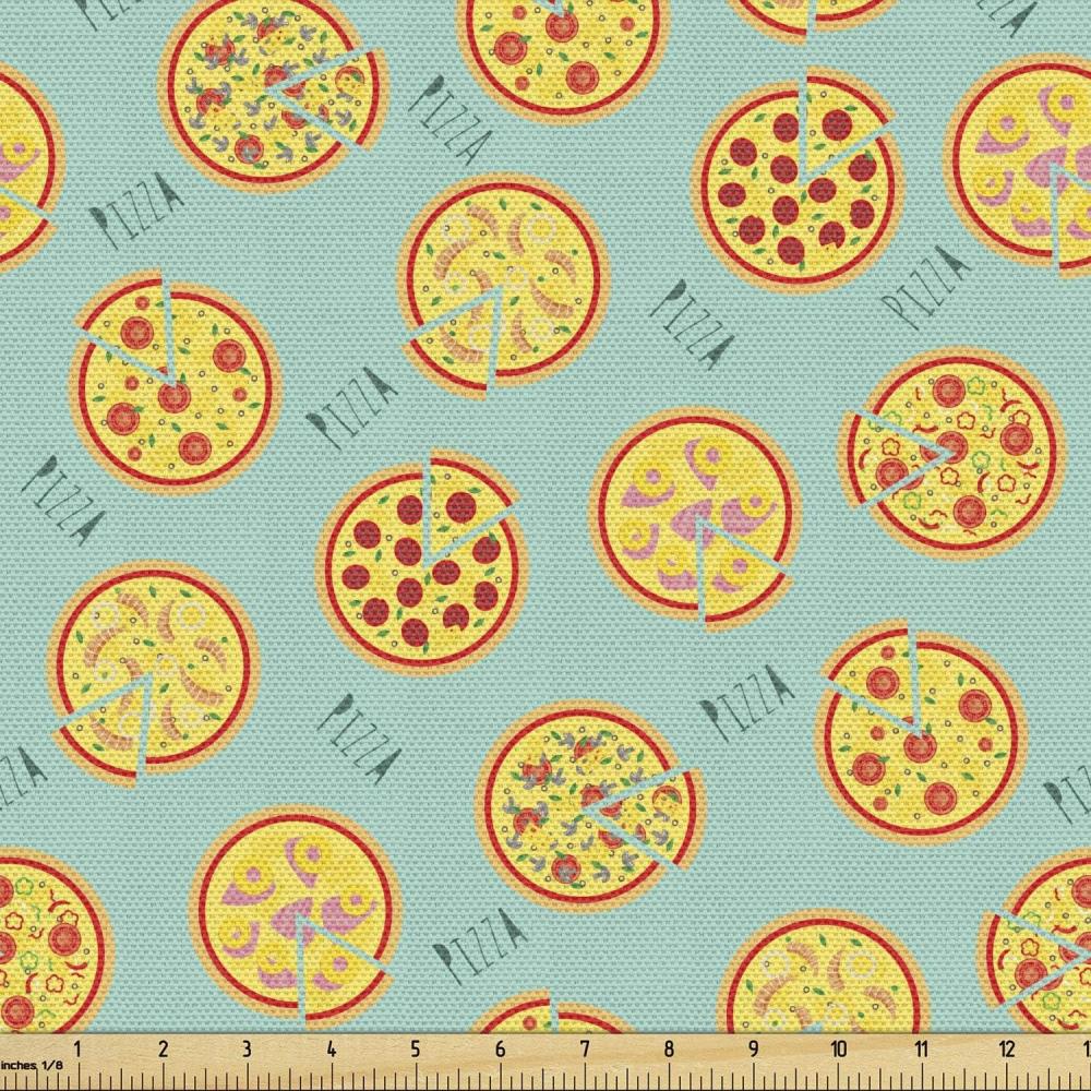 imageAmbesonne Mid Century Fabric by The Yard Abstract Christmas Holiday Tree Illustrations Inspired by The Fifties Decorative Fabric for Upholstery and Home Accents 3 Yards Black YellowGreen Mint