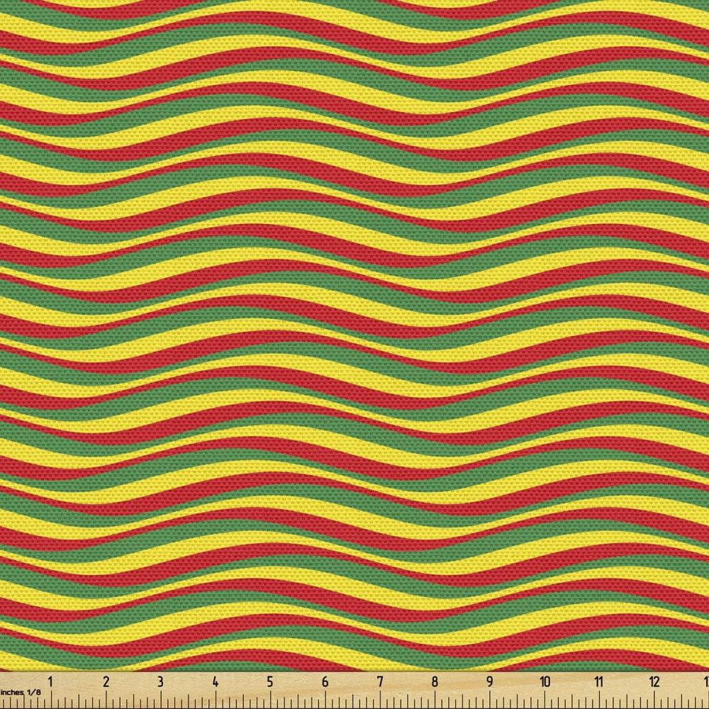 imageAmbesonne Mid Century Fabric by The Yard Abstract Christmas Holiday Tree Illustrations Inspired by The Fifties Decorative Fabric for Upholstery and Home Accents 3 Yards Black YellowMarigold Green