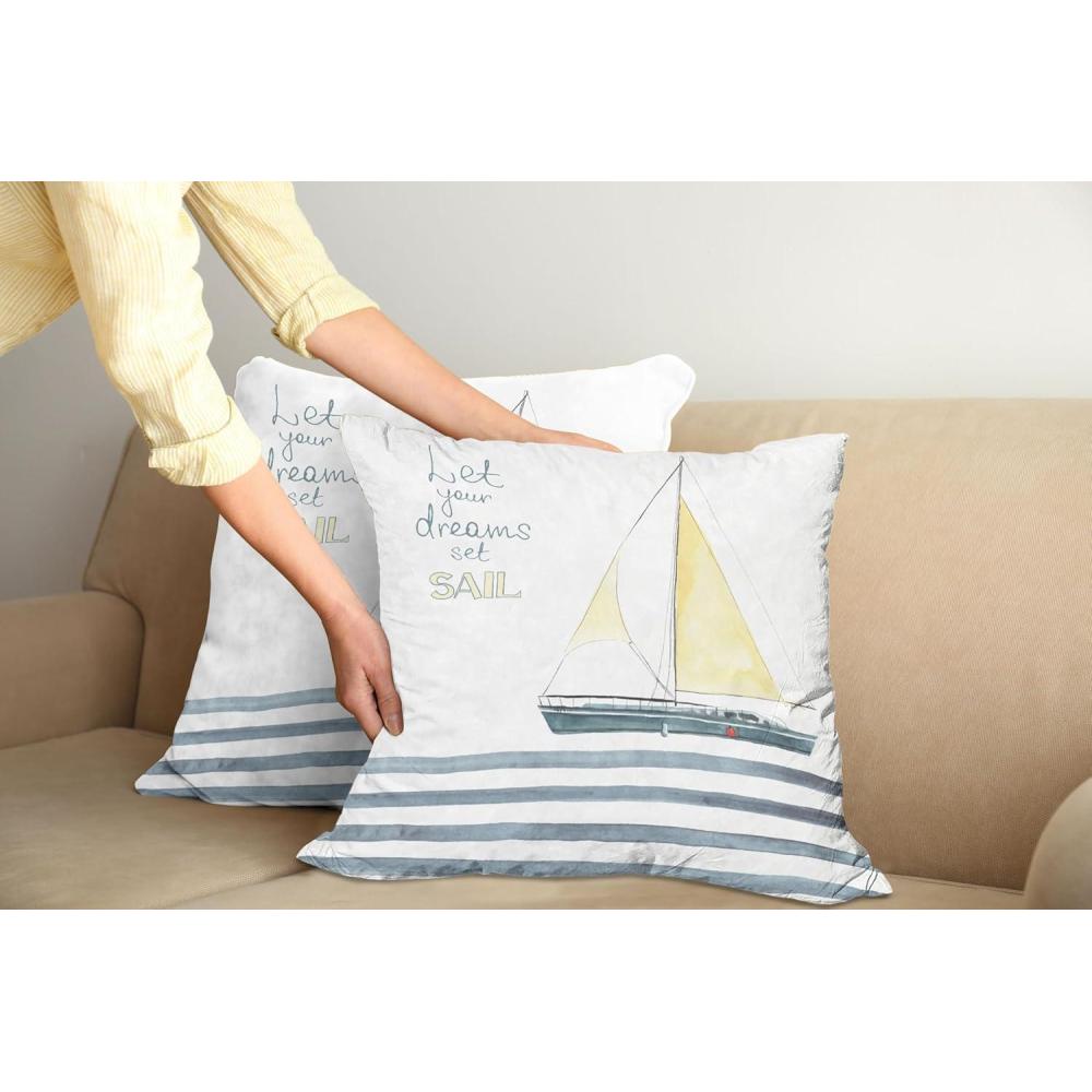imageAmbesonne Moose Throw Pillow Cushion Cover Christmas Moose with Xmas Ornaments Balls Hanging from Horns Funny Noel Sketch Art Decorative Square Accent Pillow Case 20quot X 20quot White MulticolorBlue White