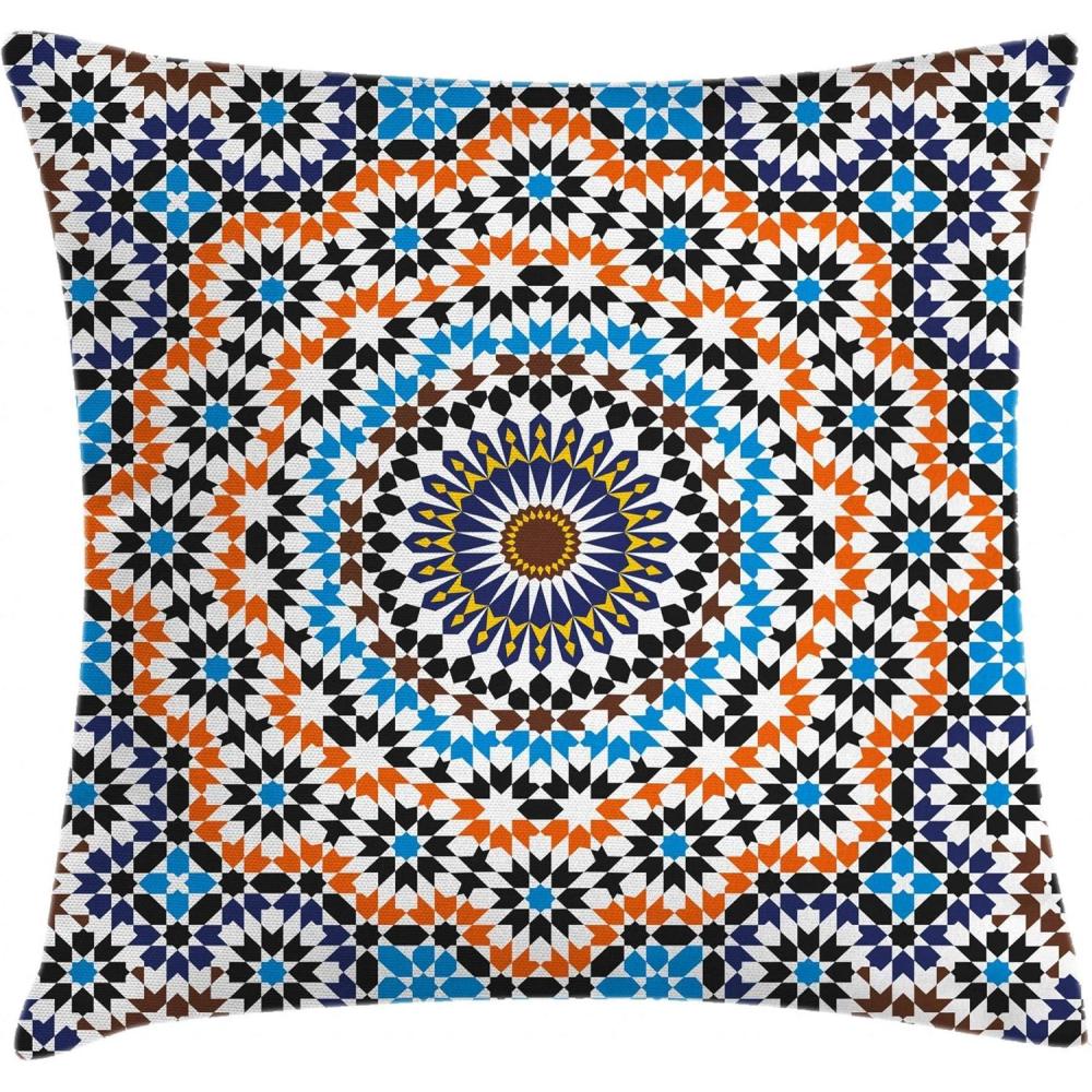 imageAmbesonne Moose Throw Pillow Cushion Cover Christmas Moose with Xmas Ornaments Balls Hanging from Horns Funny Noel Sketch Art Decorative Square Accent Pillow Case 20quot X 20quot White MulticolorBlue Orange