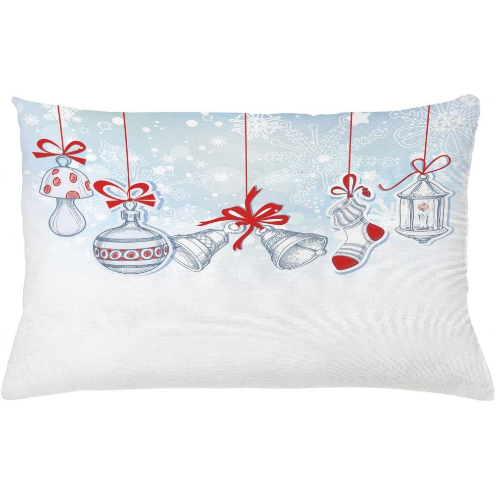 imageAmbesonne Moose Throw Pillow Cushion Cover Christmas Moose with Xmas Ornaments Balls Hanging from Horns Funny Noel Sketch Art Decorative Square Accent Pillow Case 20quot X 20quot White MulticolorWhite Orange