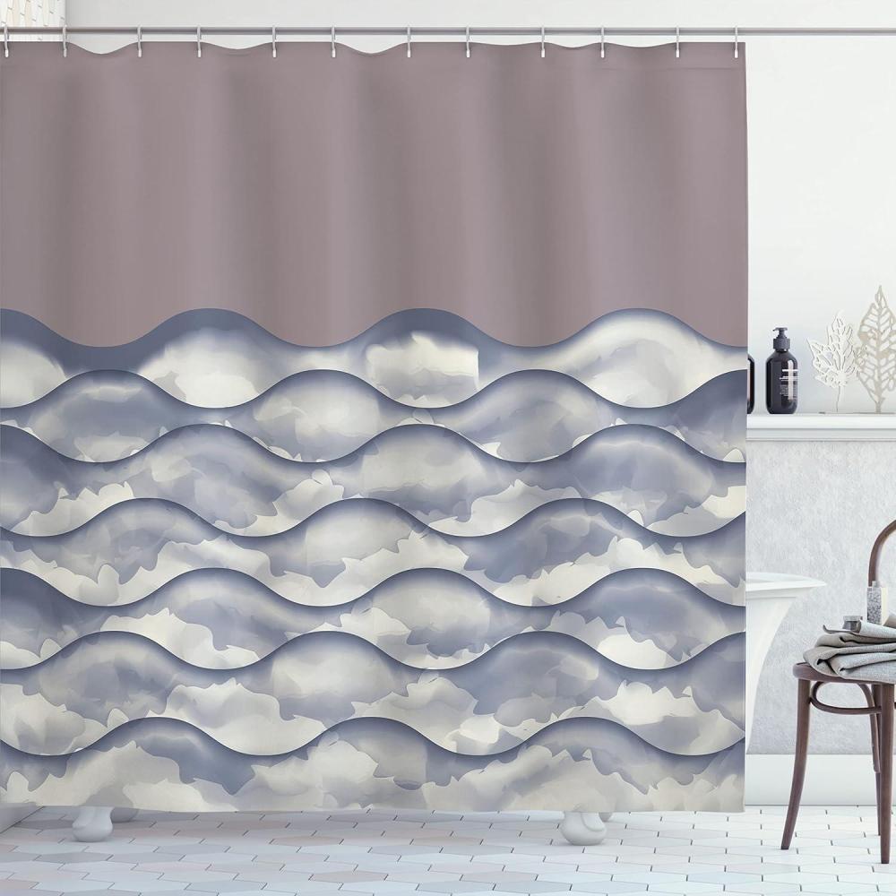 imageAmbesonne Nature Shower Curtain Winter Animals Colorful Group of Birds Sitting on Tree Forest Design with Reindeers Cloth Fabric Bathroom Decor Set with Hooks 69quot W x 70quot L White and GreyDark Warm