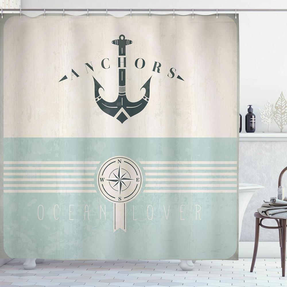 imageAmbesonne Nature Shower Curtain Winter Animals Colorful Group of Birds Sitting on Tree Forest Design with Reindeers Cloth Fabric Bathroom Decor Set with Hooks 69quot W x 70quot L White and GreyBeige Turquoise