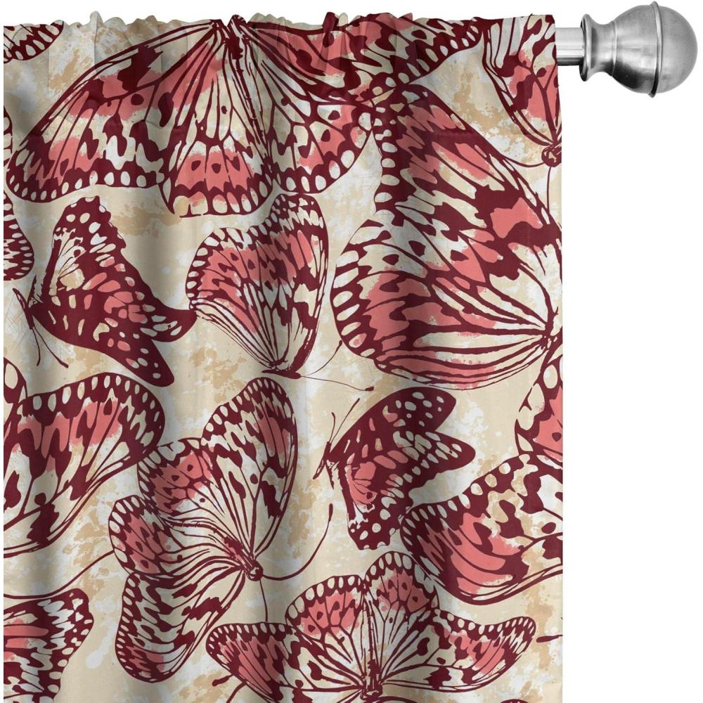 imageAmbesonne Palm Trees Curtains Neutral Colors Boho Exotic Woods Pattern on Cocoa Toned Striped Back Window Treatments 2 Panel Set for Living Room Bedroom Pair of 28quot x 95quot Pale Olive Green UmberDark Coral Peach Paprika