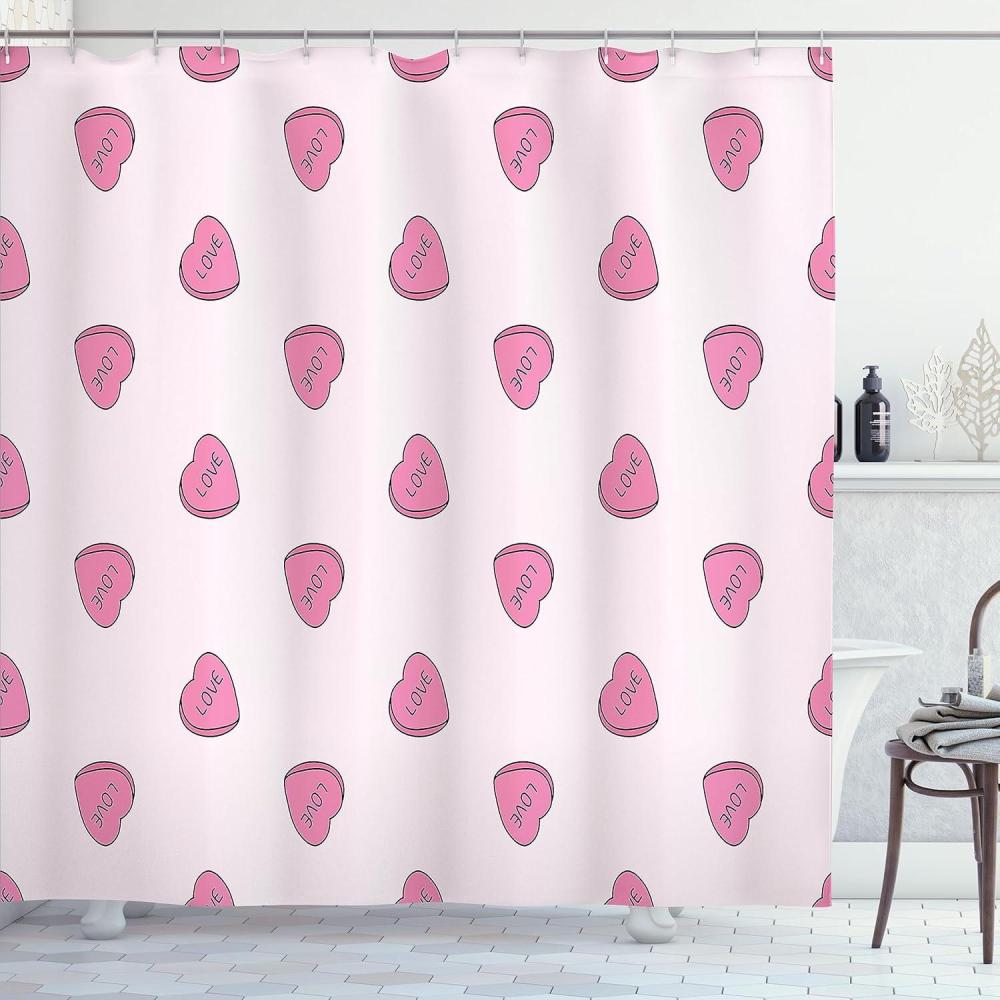 imageAmbesonne Pink Shower Curtain Grunge Design Neutral Colors Boho Diamont Look Rhombus Pattern Abstract Art Cloth Fabric Bathroom Decor Set with Hooks 69quot W x 70quot L Soft Pink Blush WhitePastel Pink White