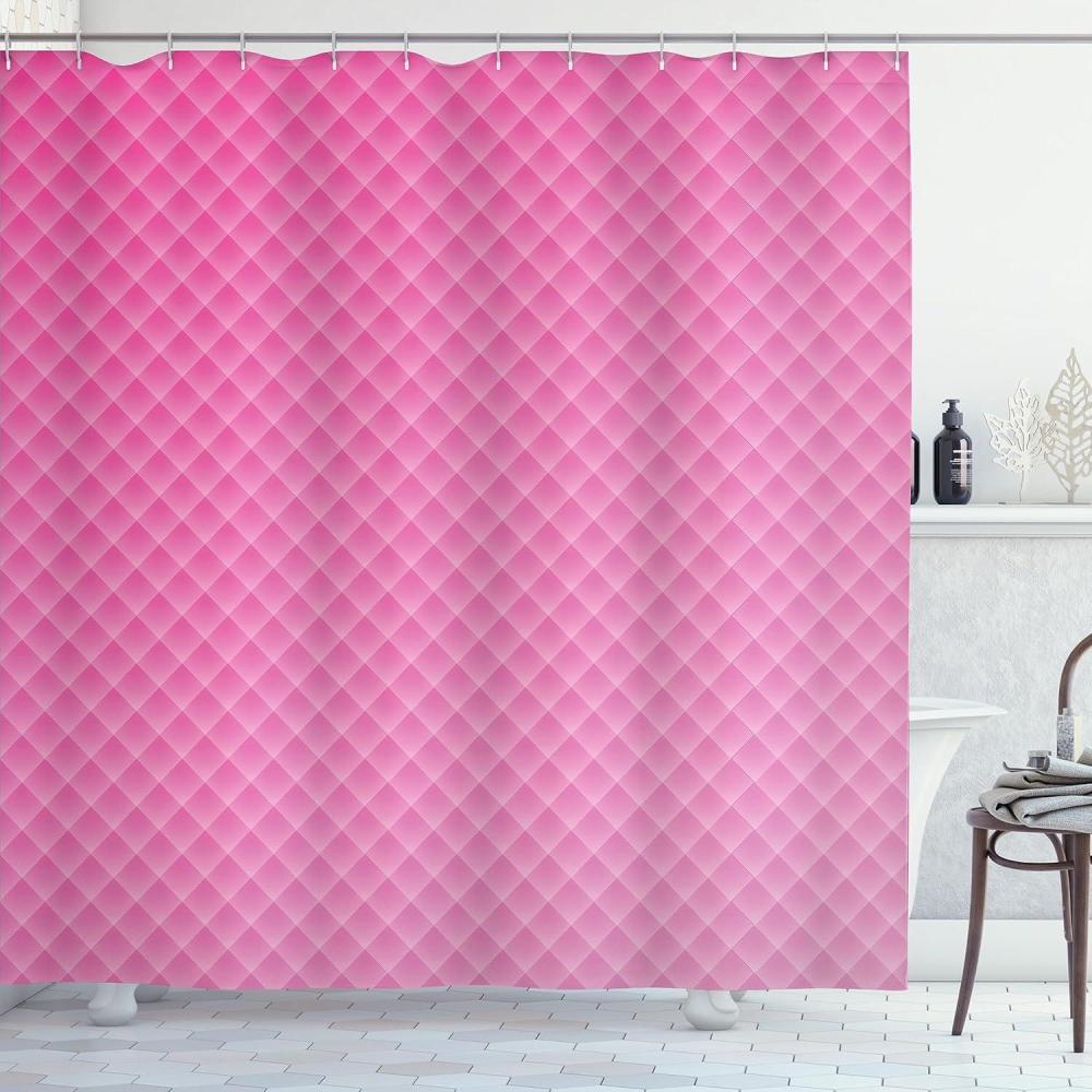 imageAmbesonne Pink Shower Curtain Grunge Design Neutral Colors Boho Diamont Look Rhombus Pattern Abstract Art Cloth Fabric Bathroom Decor Set with Hooks 69quot W x 70quot L Soft Pink Blush WhitePastel Pink Blush