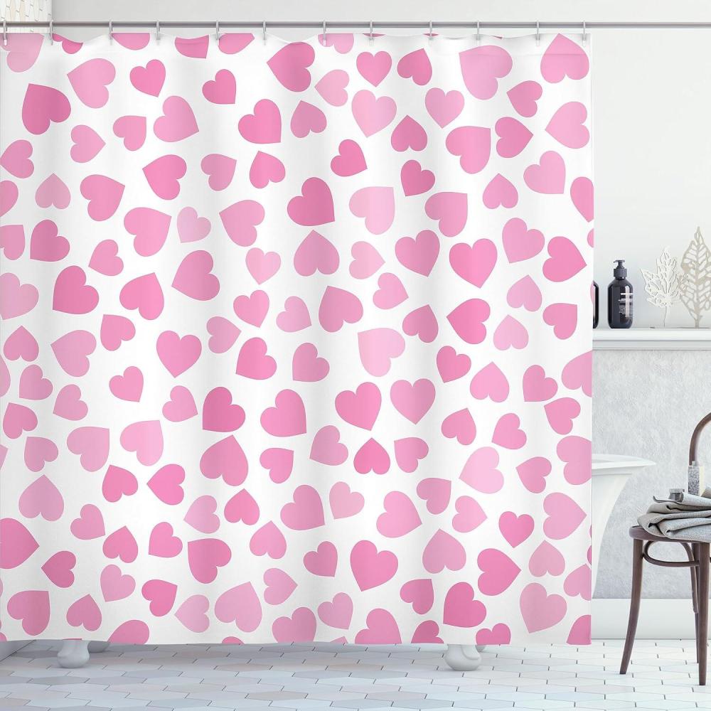 imageAmbesonne Pink Shower Curtain Grunge Design Neutral Colors Boho Diamont Look Rhombus Pattern Abstract Art Cloth Fabric Bathroom Decor Set with Hooks 69quot W x 70quot L Soft Pink Blush WhitePastel Pink Blush White