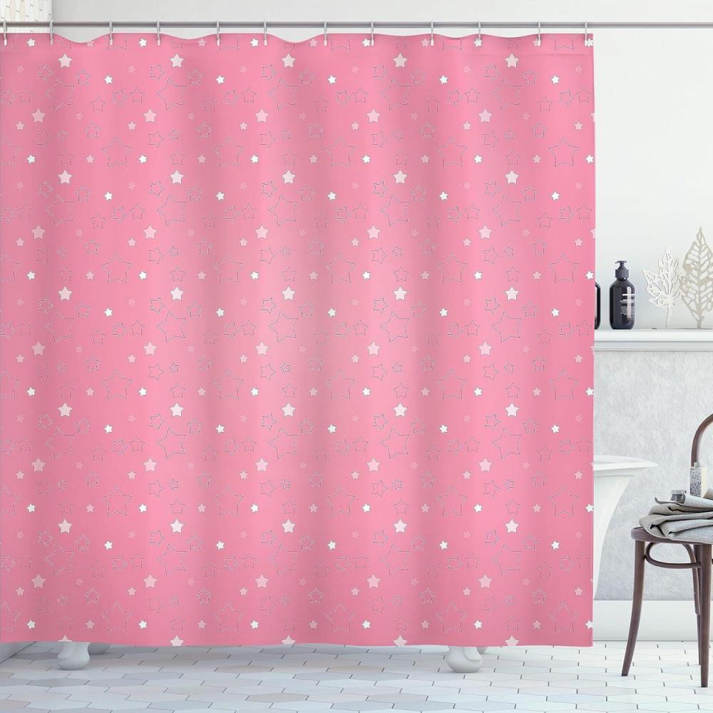 imageAmbesonne Pink Shower Curtain Grunge Design Neutral Colors Boho Diamont Look Rhombus Pattern Abstract Art Cloth Fabric Bathroom Decor Set with Hooks 69quot W x 70quot L Soft Pink Blush WhitePastel Pink Pale Rose