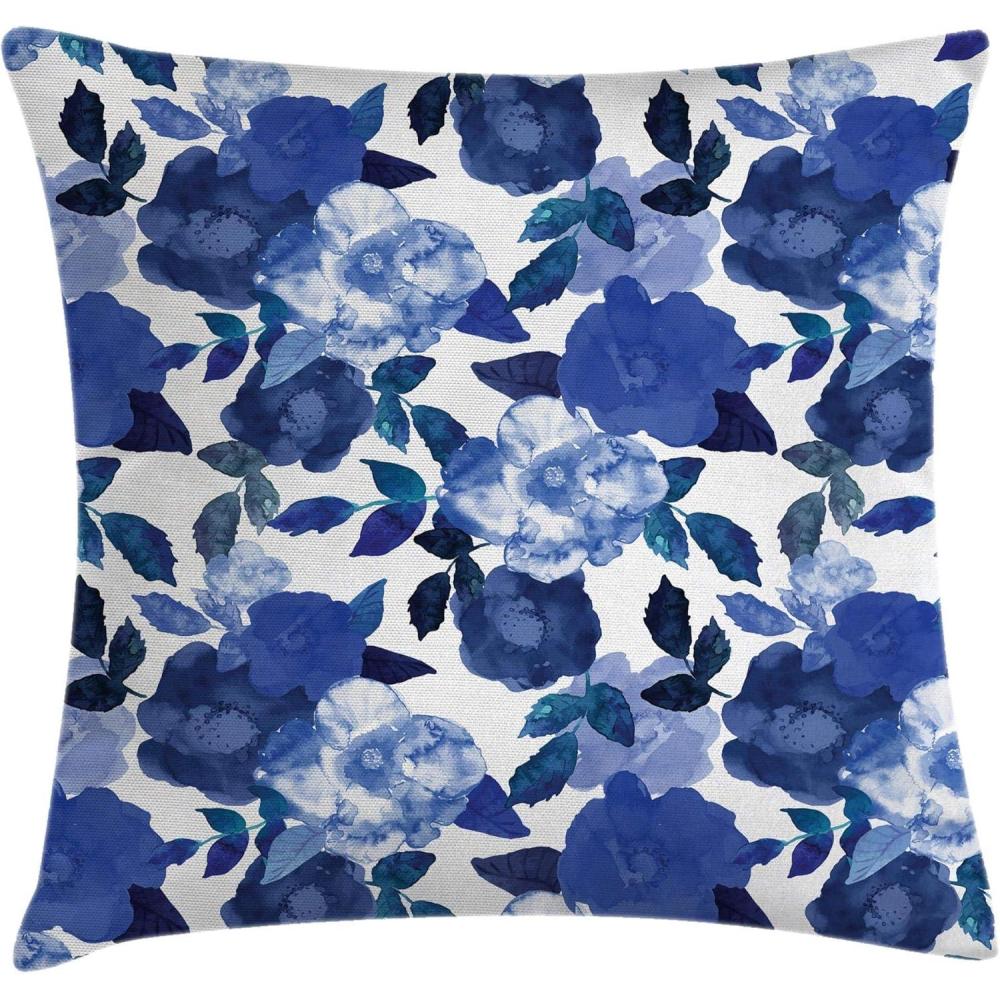 imageAmbesonne Safari Throw Pillow Cushion Cover Illustration of Wild Savannahs Animals Exotic Giraffe Lion Elephant Zebra Decorative Square Accent Pillow Case 16quot X 16quot BeigeRoyal Blue Indigo White