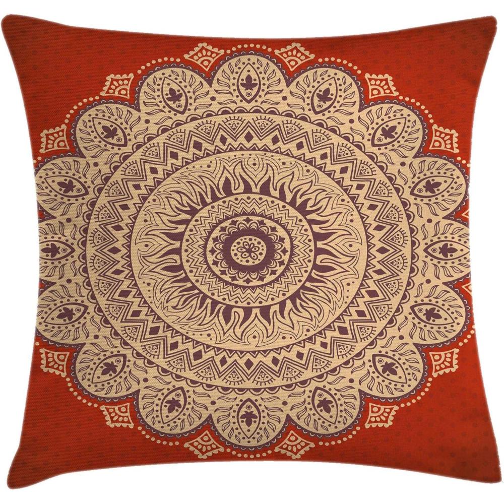 imageAmbesonne Safari Throw Pillow Cushion Cover Illustration of Wild Savannahs Animals Exotic Giraffe Lion Elephant Zebra Decorative Square Accent Pillow Case 16quot X 16quot BeigeOrange Tan