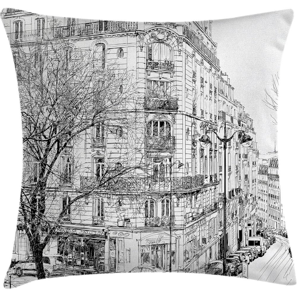 imageAmbesonne Safari Throw Pillow Cushion Cover Illustration of Wild Savannahs Animals Exotic Giraffe Lion Elephant Zebra Decorative Square Accent Pillow Case 16quot X 16quot BeigeWhite Black