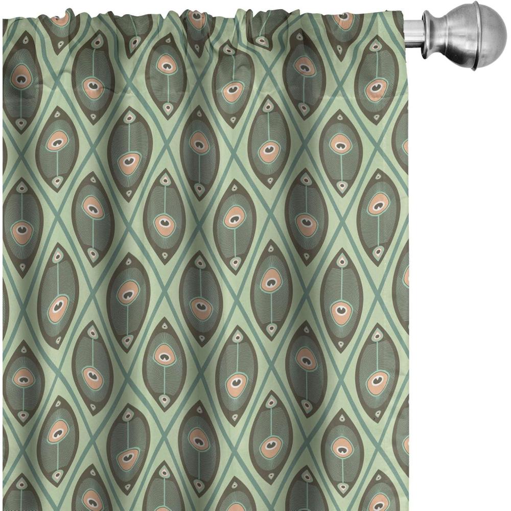 imageAmbesonne Sea Shells Curtains Vintage Inspired Monochrome Seashell Pattern Ocean Elements Wildlife Hand Drawn Window Treatments 2 Panel Set for Living Room Bedroom Pair of 28quot x 95quot Brown TanPistachio Green