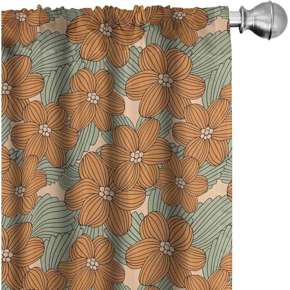 imageAmbesonne Sea Shells Curtains Vintage Inspired Monochrome Seashell Pattern Ocean Elements Wildlife Hand Drawn Window Treatments 2 Panel Set for Living Room Bedroom Pair of 28quot x 95quot Brown TanGreen Amber