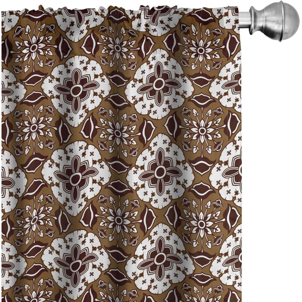 imageAmbesonne Sea Shells Curtains Vintage Inspired Monochrome Seashell Pattern Ocean Elements Wildlife Hand Drawn Window Treatments 2 Panel Set for Living Room Bedroom Pair of 28quot x 95quot Brown TanBrown White