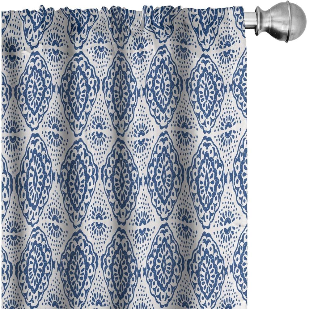 imageAmbesonne Sea Shells Curtains Vintage Inspired Monochrome Seashell Pattern Ocean Elements Wildlife Hand Drawn Window Treatments 2 Panel Set for Living Room Bedroom Pair of 28quot x 95quot Brown TanNavy Blue