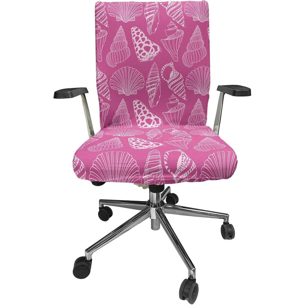imageAmbesonne Snow Office Chair Cover Winter Clothes Pattern Sweater Socks Hat and Scarf Christmas Season Print Stretchable Decorative Universal Size High Back Printed Slipcover White Coral Sky BlueMagenta Pink