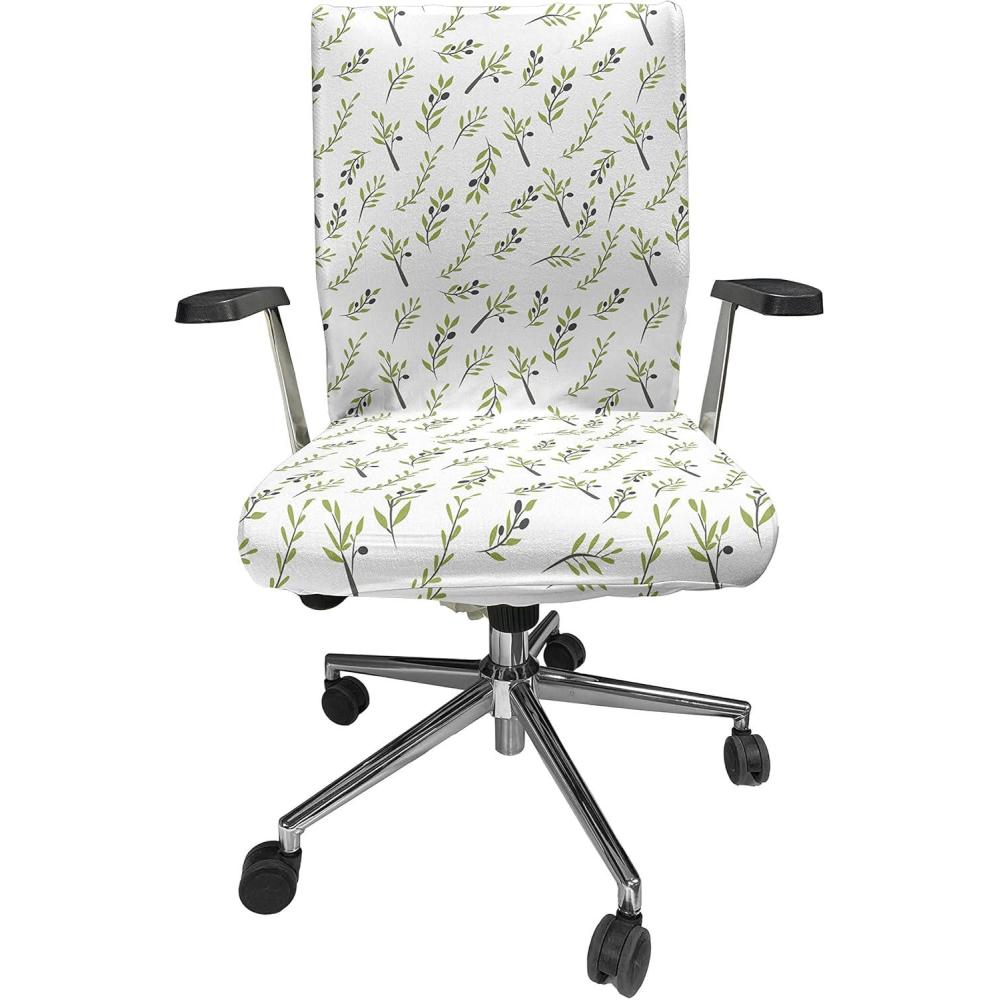 imageAmbesonne Snow Office Chair Cover Winter Clothes Pattern Sweater Socks Hat and Scarf Christmas Season Print Stretchable Decorative Universal Size High Back Printed Slipcover White Coral Sky BlueWhite Green