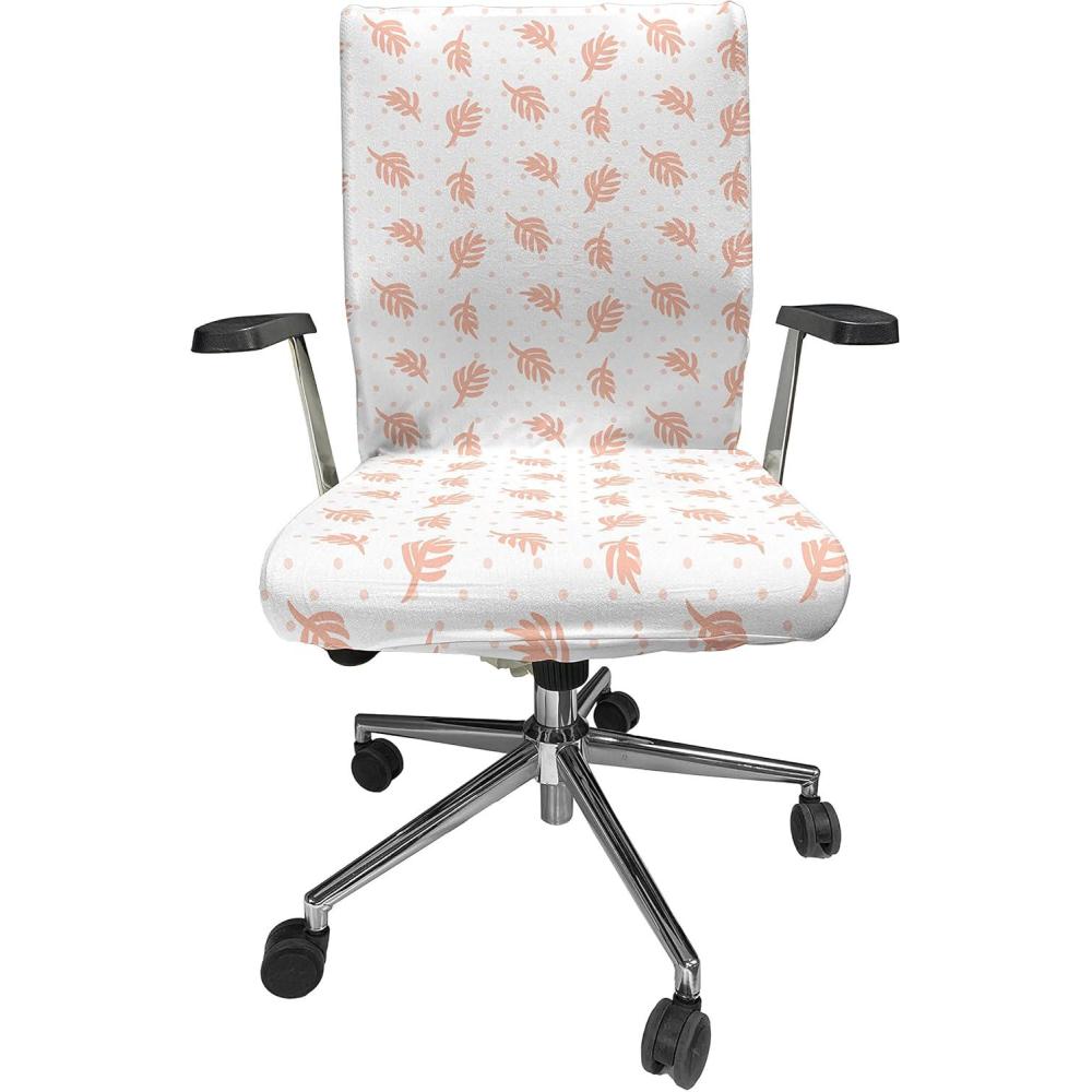 imageAmbesonne Snow Office Chair Cover Winter Clothes Pattern Sweater Socks Hat and Scarf Christmas Season Print Stretchable Decorative Universal Size High Back Printed Slipcover White Coral Sky BlueBlush White