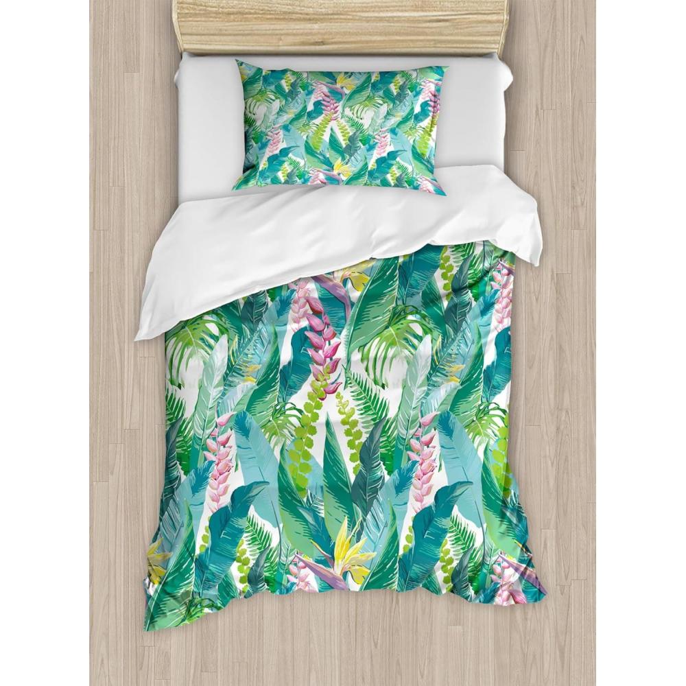 imageAmbesonne Snowflake Duvet Cover Set Lace Style Arrangement of Snowflakes Winter Season Christmas Illustration Decorative 3 Piece Bedding Set with 2 Pillow Shams California King Blue Black WhiteSea Green